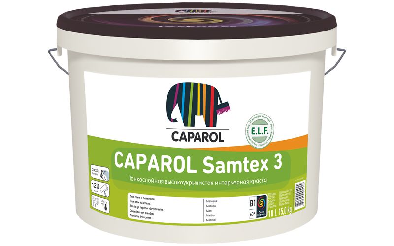 Водно-дисперсионная краска Caparol Samtex 3 ELF / Замтекс 3 ЭЛФ База 1 2,5л