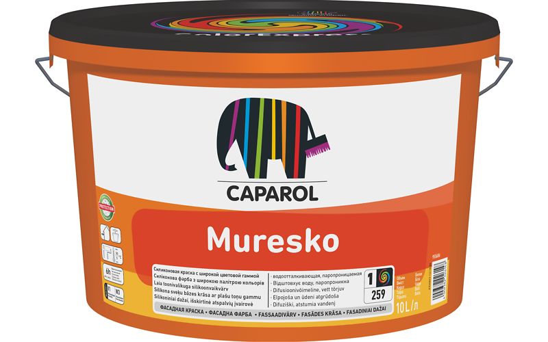 Дисперсионно акриловая фасадная краска с добавлением силакрила Caparol Muresko / Муреско База 1 10л