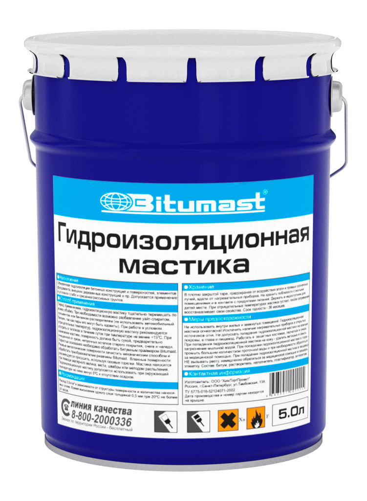 Мастика гидроизоляционная Bitumast - 5 л.