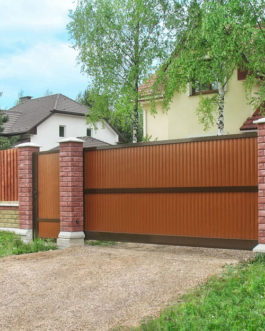 Откатные ворота ADS400 RAL 8014/8017 + зубчатая рейка